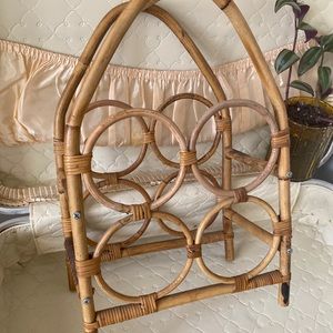 Four bottle boho rattan wine rack